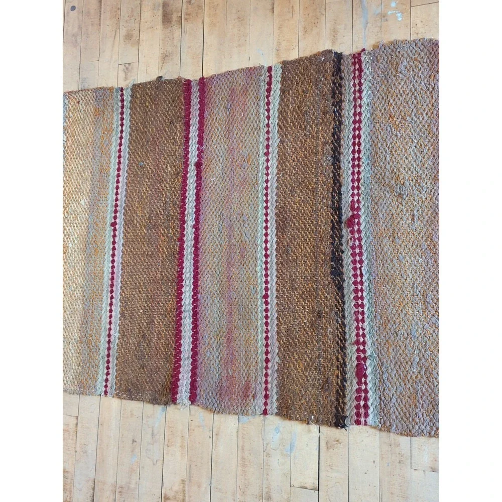 Antique Imported Swedish Hand Made Rag Rug Runner (31